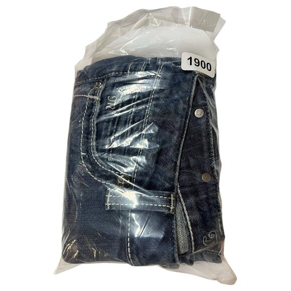 Miss Me Jeans Womens 27 Blue Rhinestone Fleur de lis Embellished Pockets Low - Picture 12 of 12